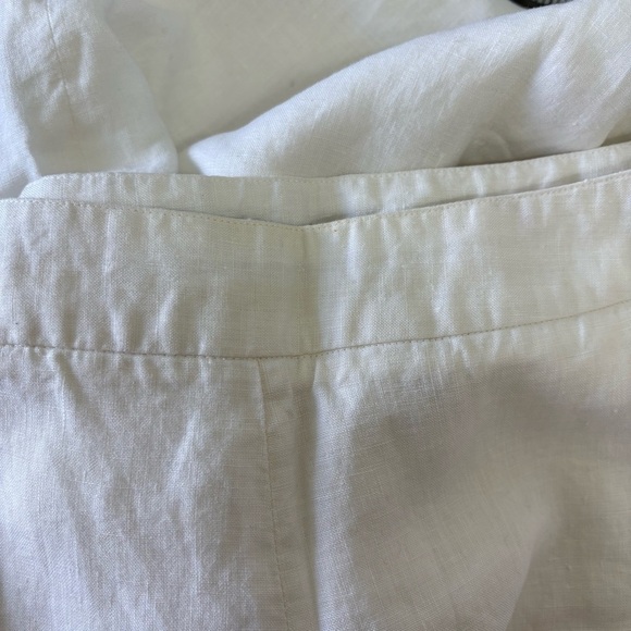 Lagenlook Linen White Trousers Pants Cropped Wide Leg Straight Womens 8 Coastal - Picture 11 of 11